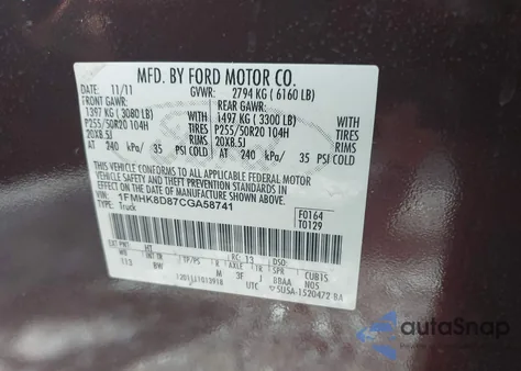 2012 Ford Explorer Xlt from USA, damaged, VIN 1FMHK8D87CGA58741